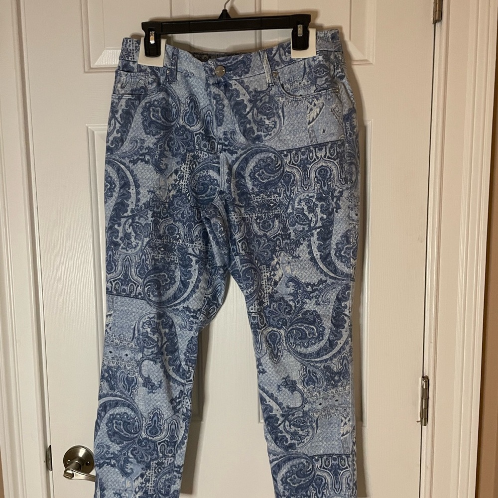 Chico's Blue Paisley Ankle Jeans